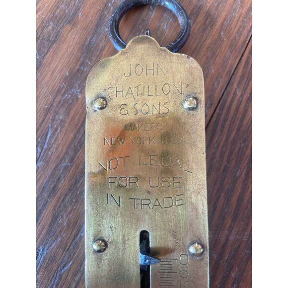 Vintage Brass Chatillon and Sons 50 LB No. 2 Hanging Balance Spring Scale NY - Picture 2 of 4